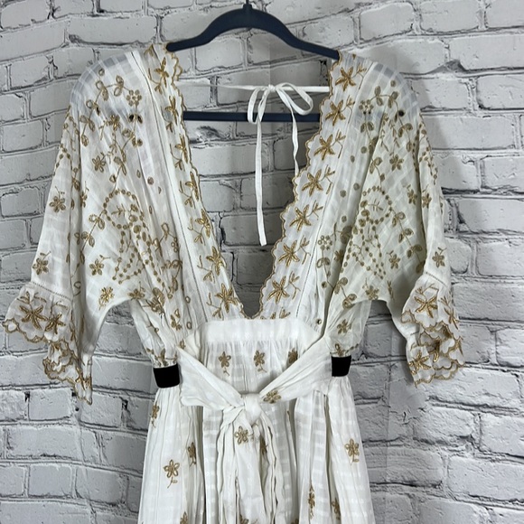 NEW LoveShackFancy Augusta midi dress white gold velvet belt size 4 - Picture 6 of 14